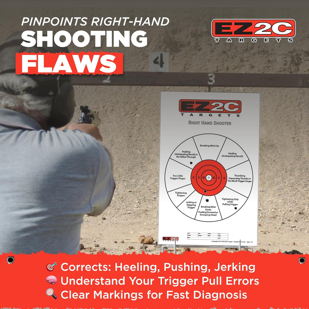 EZ2C Right Hand/Left Hand Diagnostic Training Paper Target 11”x17” USA MADE Style 11